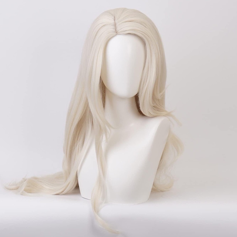 NWT SisiruKou Women's Long Wavy Beige Blonde Cosplay Wig Center Part